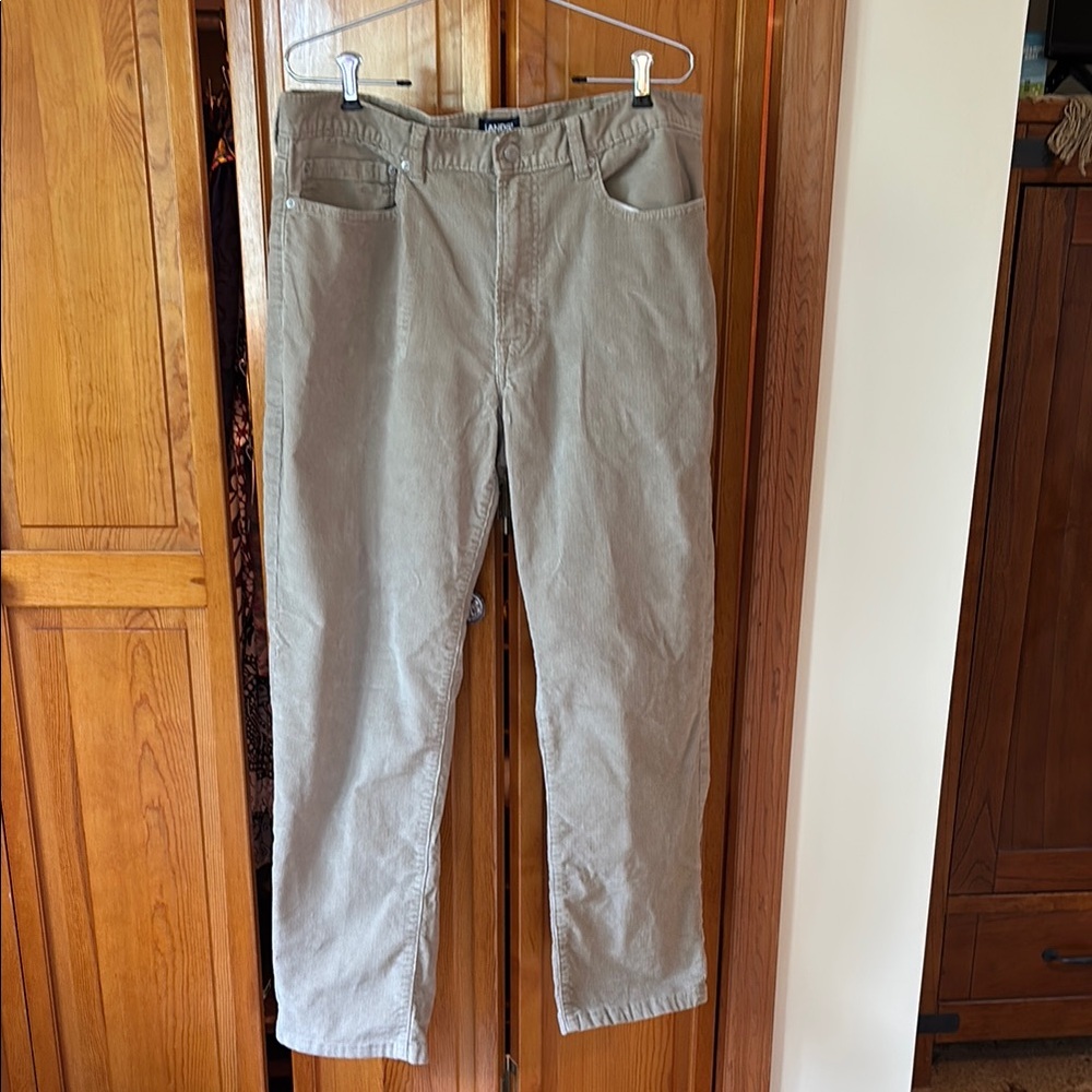Lands' End Tan Corduroy Pants with Straight-Leg Design